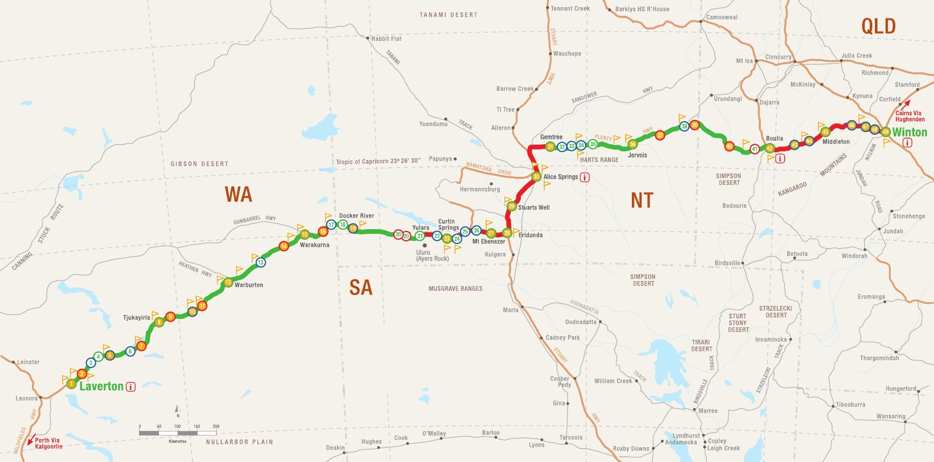 map of the Outback Way route
